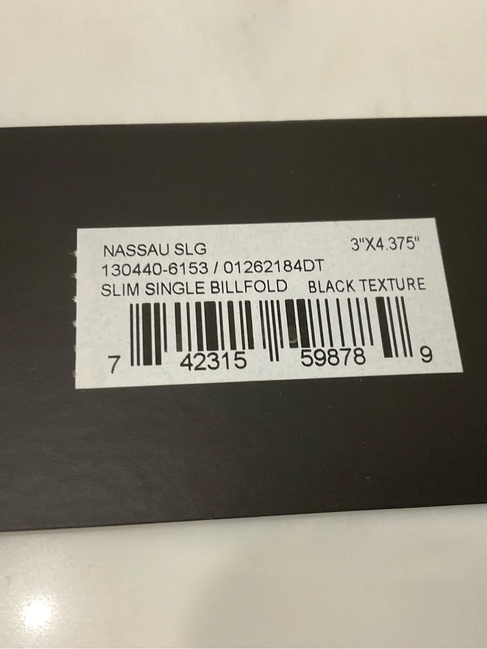 NEW Tumi Nassau Slim Single Billfold Wallet - 100% BLACK TEXTURED LEATHER